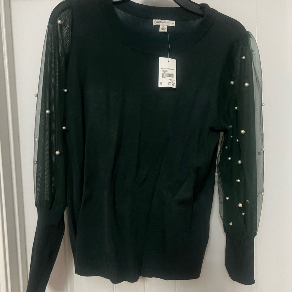 Cato Black Embellished Long Sleeve Blouse